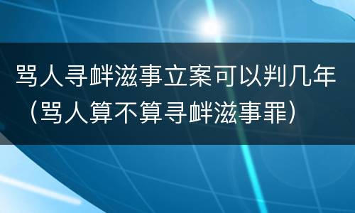 骂人寻衅滋事立案可以判几年（骂人算不算寻衅滋事罪）