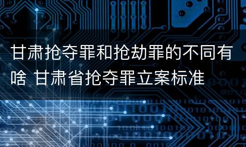 甘肃抢夺罪和抢劫罪的不同有啥 甘肃省抢夺罪立案标准