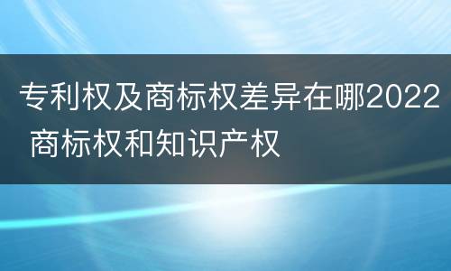 专利权及商标权差异在哪2022 商标权和知识产权