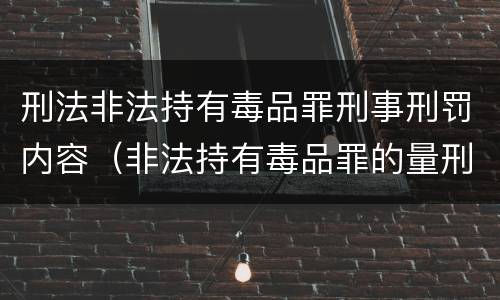 刑法非法持有毒品罪刑事刑罚内容（非法持有毒品罪的量刑）