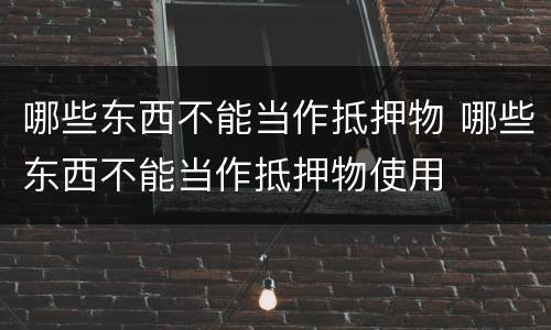 哪些东西不能当作抵押物 哪些东西不能当作抵押物使用