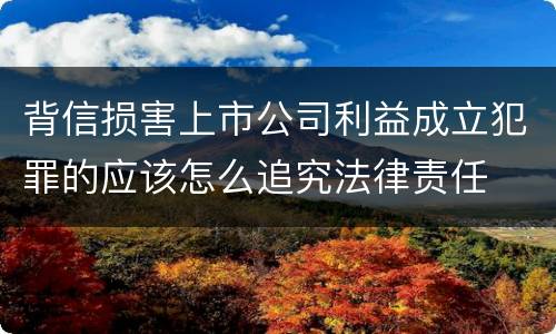 背信损害上市公司利益成立犯罪的应该怎么追究法律责任