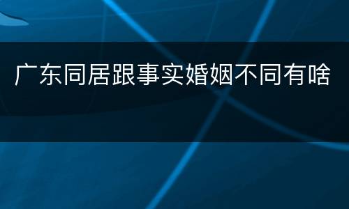 广东同居跟事实婚姻不同有啥