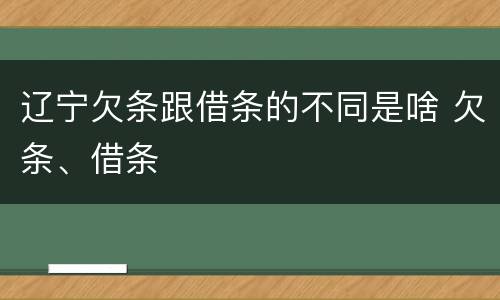 辽宁欠条跟借条的不同是啥 欠条、借条