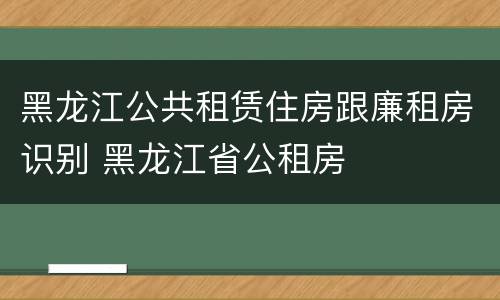 黑龙江公共租赁住房跟廉租房识别 黑龙江省公租房