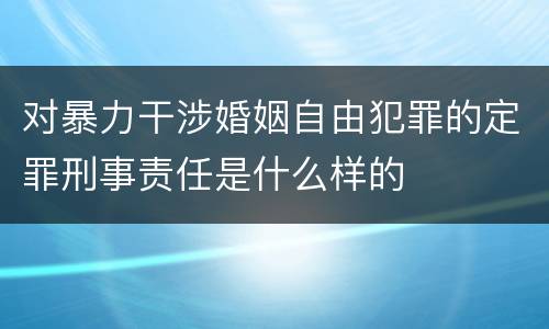 对暴力干涉婚姻自由犯罪的定罪刑事责任是什么样的