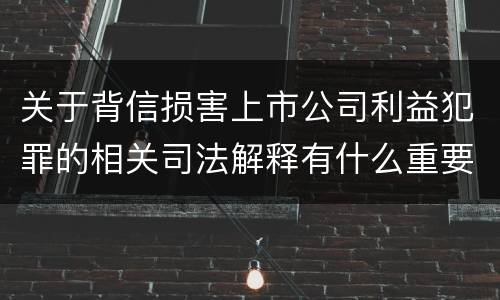 关于背信损害上市公司利益犯罪的相关司法解释有什么重要内容