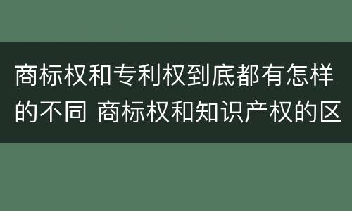 商标权和专利权到底都有怎样的不同 商标权和知识产权的区别