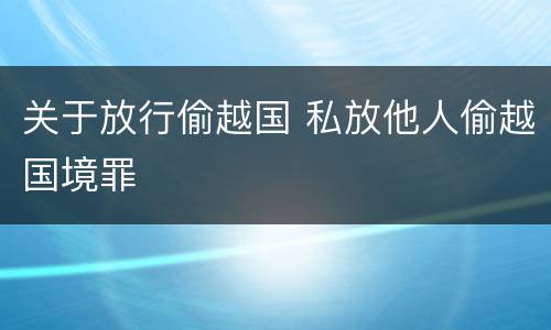 关于放行偷越国 私放他人偷越国境罪