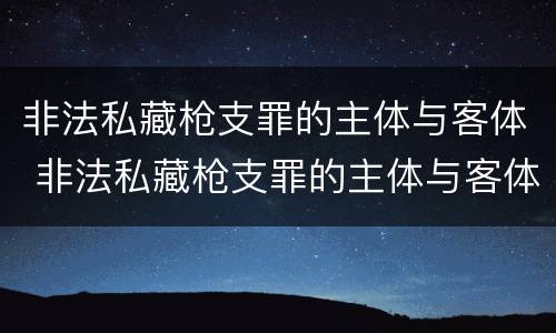 非法私藏枪支罪的主体与客体 非法私藏枪支罪的主体与客体区别