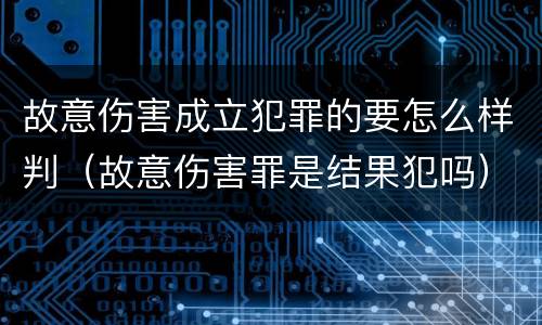 故意伤害成立犯罪的要怎么样判（故意伤害罪是结果犯吗）