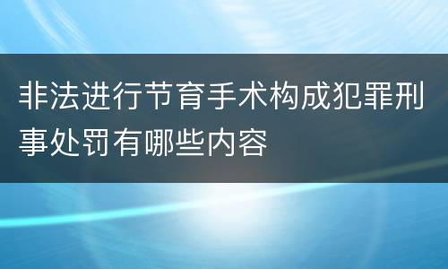 非法进行节育手术构成犯罪刑事处罚有哪些内容