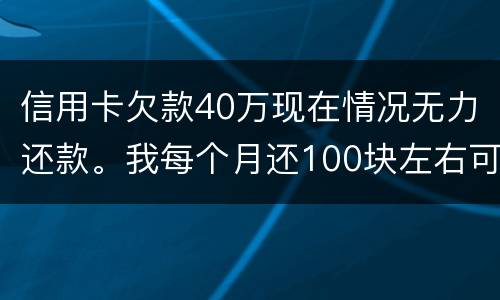 信用卡欠款40万现在情况无力还款。我每个月还100块左右可以吗