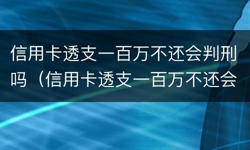 信用卡透支一百万不还会判刑吗（信用卡透支一百万不还会判刑吗多少钱）