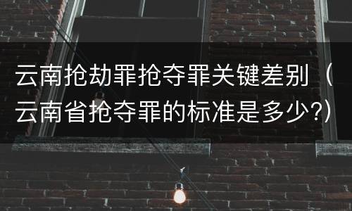 云南抢劫罪抢夺罪关键差别（云南省抢夺罪的标准是多少?）