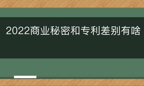 2022商业秘密和专利差别有啥