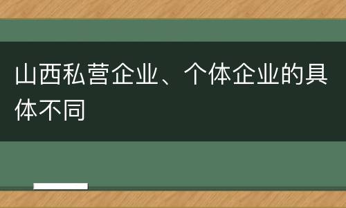 山西私营企业、个体企业的具体不同