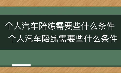 个人汽车陪练需要些什么条件 个人汽车陪练需要些什么条件才能做