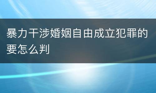 暴力干涉婚姻自由成立犯罪的要怎么判