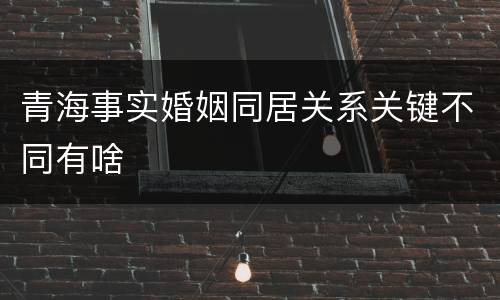 青海事实婚姻同居关系关键不同有啥