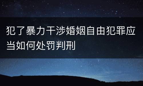 犯了暴力干涉婚姻自由犯罪应当如何处罚判刑