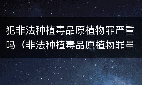 犯非法种植毒品原植物罪严重吗（非法种植毒品原植物罪量刑）