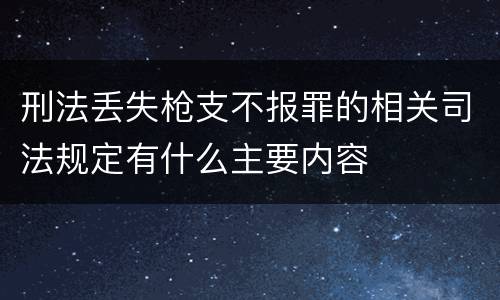 刑法丢失枪支不报罪的相关司法规定有什么主要内容