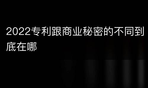 2022专利跟商业秘密的不同到底在哪