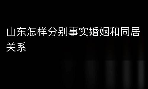 山东怎样分别事实婚姻和同居关系