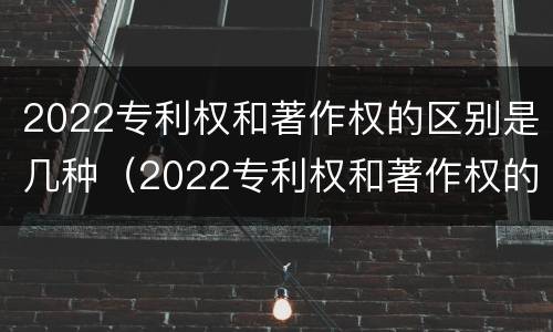 2022专利权和著作权的区别是几种（2022专利权和著作权的区别是几种类型）