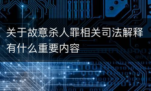 关于故意杀人罪相关司法解释有什么重要内容