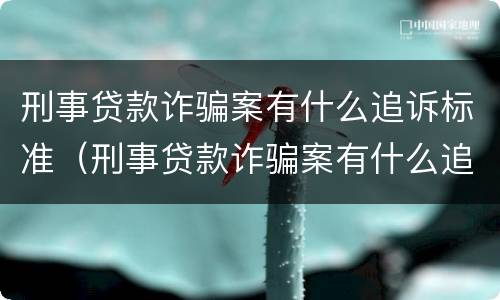 刑事贷款诈骗案有什么追诉标准（刑事贷款诈骗案有什么追诉标准吗）