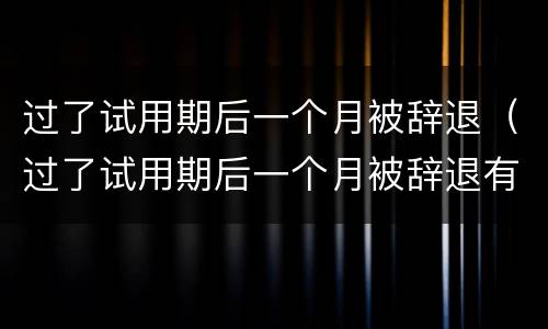 过了试用期后一个月被辞退（过了试用期后一个月被辞退有赔偿吗）