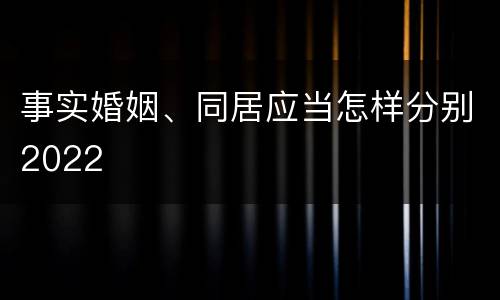 事实婚姻、同居应当怎样分别2022