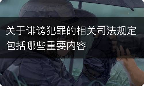 关于诽谤犯罪的相关司法规定包括哪些重要内容