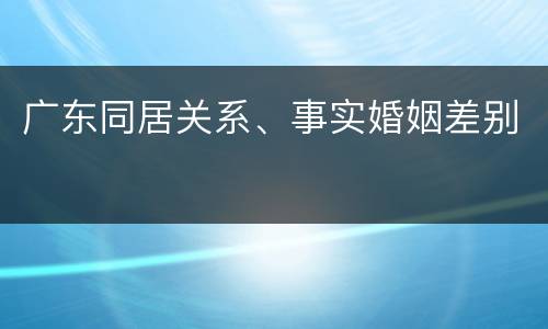 广东同居关系、事实婚姻差别