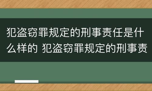 犯盗窃罪规定的刑事责任是什么样的 犯盗窃罪规定的刑事责任是什么样的呢