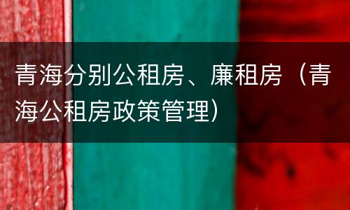 青海分别公租房、廉租房（青海公租房政策管理）