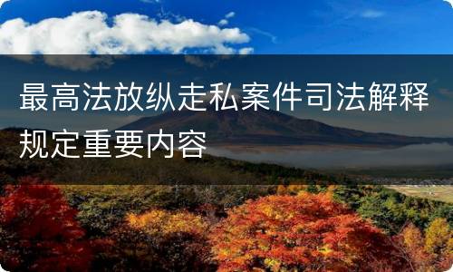 最高法放纵走私案件司法解释规定重要内容