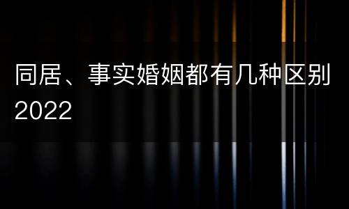 同居、事实婚姻都有几种区别2022