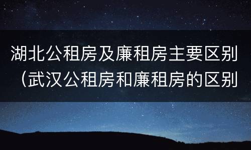 湖北公租房及廉租房主要区别（武汉公租房和廉租房的区别）