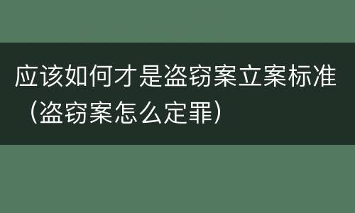 应该如何才是盗窃案立案标准（盗窃案怎么定罪）