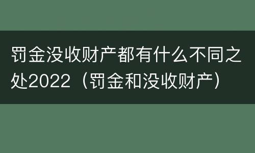 罚金没收财产都有什么不同之处2022（罚金和没收财产）