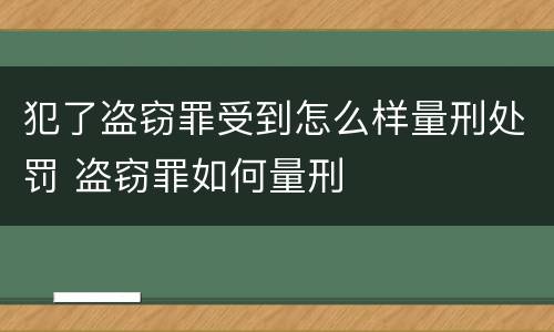 犯了盗窃罪受到怎么样量刑处罚 盗窃罪如何量刑