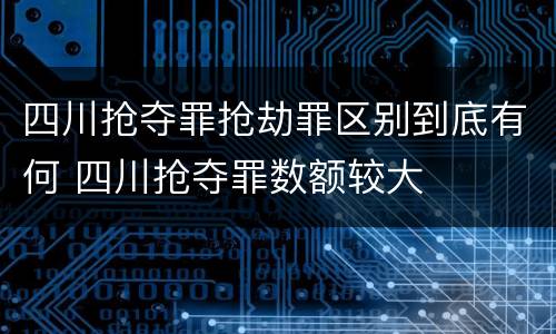 四川抢夺罪抢劫罪区别到底有何 四川抢夺罪数额较大