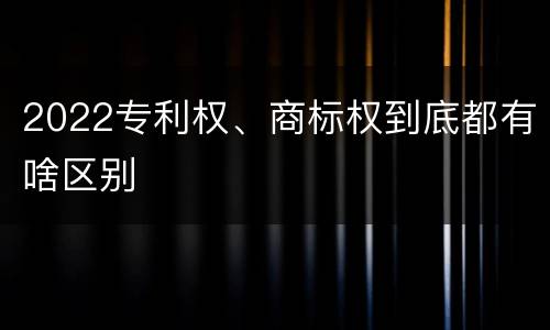 2022专利权、商标权到底都有啥区别