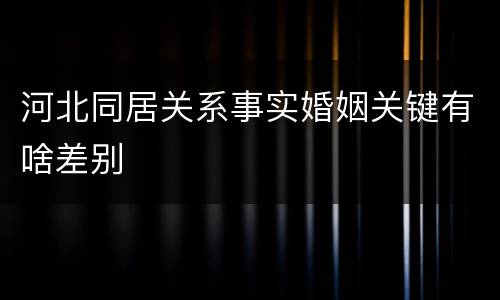 河北同居关系事实婚姻关键有啥差别