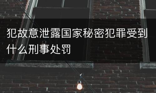 犯故意泄露国家秘密犯罪受到什么刑事处罚