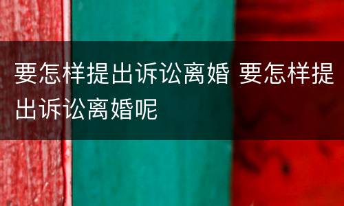 要怎样提出诉讼离婚 要怎样提出诉讼离婚呢