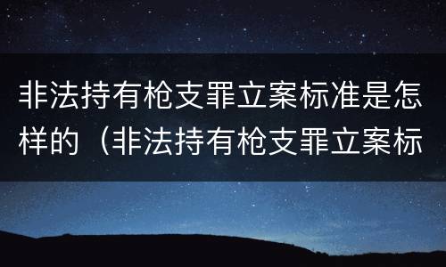 非法持有枪支罪立案标准是怎样的（非法持有枪支罪立案标准是怎样的规定）